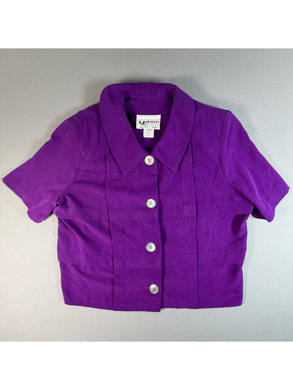 VTG 90s SL Petites Jacket Womens 8 Purple Cropped Button Front Made USA